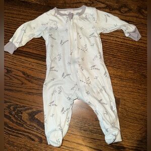 Gerber Light Green and Gray Leaf Print Footie